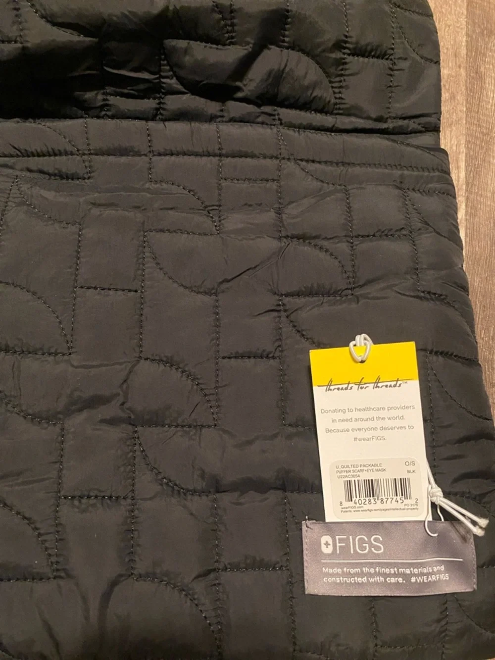 Figs Quilted Black Wrap Scarf